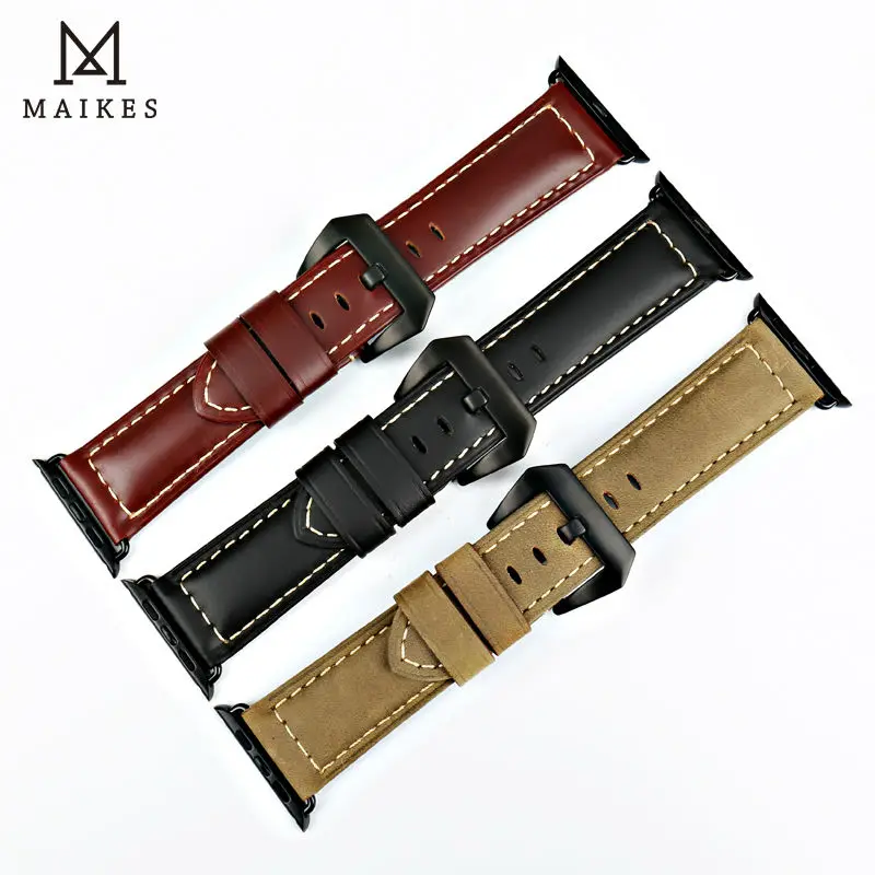 MAIKES из натуральной кожи 44 мм 40 для Apple watch ремешок часы браслет apple полосы 42 38 iwatch