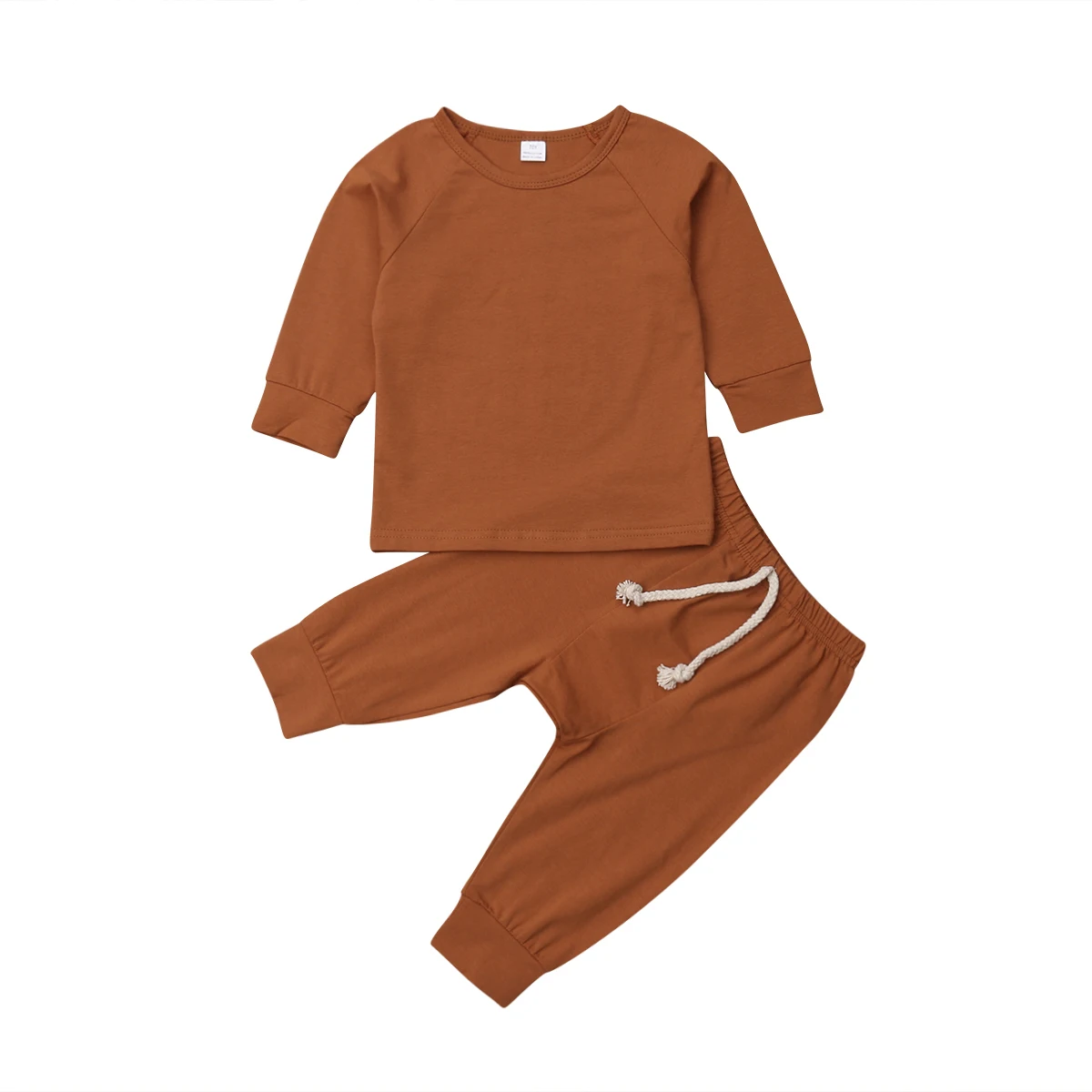 0-24M Cotton Newborn Baby Solid Clothes Sets Boy Girls Sleepwear pajamas Set Tops Pants | Детская одежда и обувь