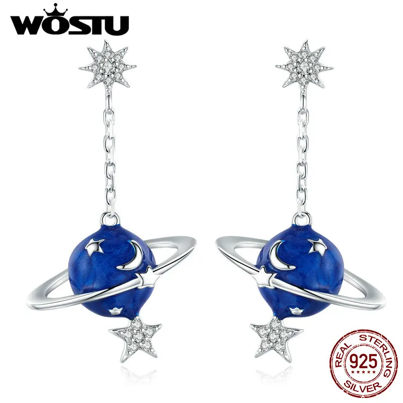 Женские серьги подвески WOSTU из стерлингового серебра 925 пробы вечерние на