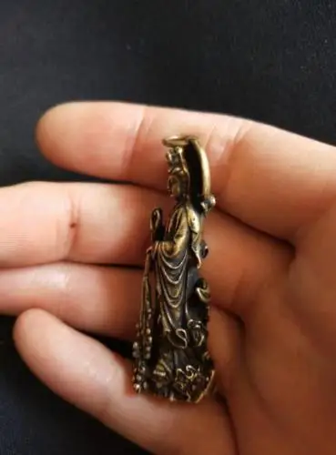 Китайская Маленькая подвеска из чистой латуни Guanyin Будда Бодхисаттва|Статуи и