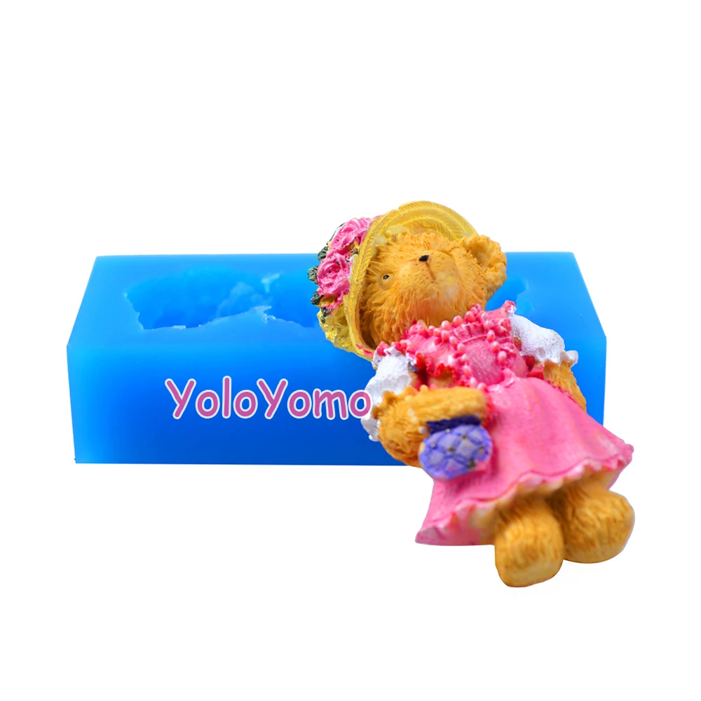 D529YL 63 6 мм 3D леди силиконовая форма Медведь для в виде животных украшения торта