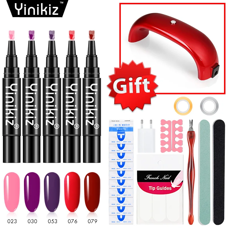 

Yinikiz 25pcs Uv Nail Gel Pen Set 3 In 1 One Step Nail Polish Gel Pen UV LED 9w Mini Rainbow Nails Dryer Nail Art File Tools