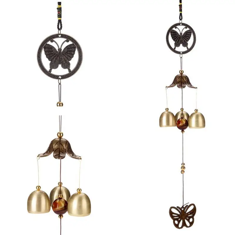 WINOMO Retro Copper Wind Chime Metal Aeolian Bells Butterfly Style for Patio Porch Garden Backyard | Дом и сад