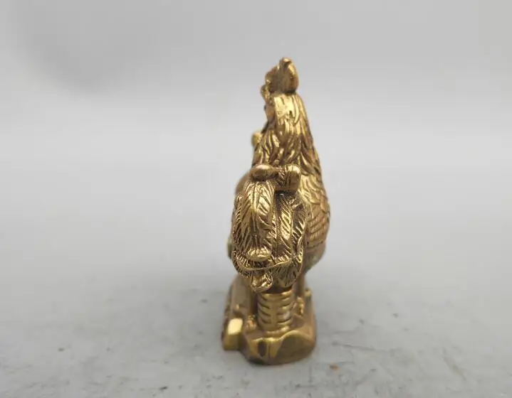 

Collectable Chinese Brass Carved Animal Zodiac Chicken Yuan Bao Wealth Money Exquisite Small Statues