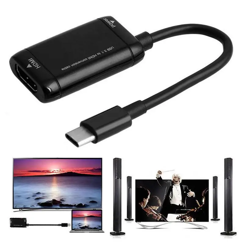USB C type к HDMI адаптер 3 1 кабель для MHL Android телефон планшет черный|Кабели передачи