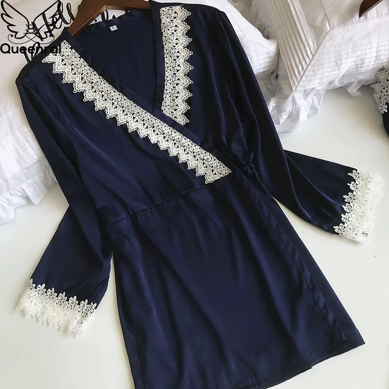 Queenral 4 шт. пижамы для девочек женщин сна Lounge атласные Pijama Весна Домашняя одежда