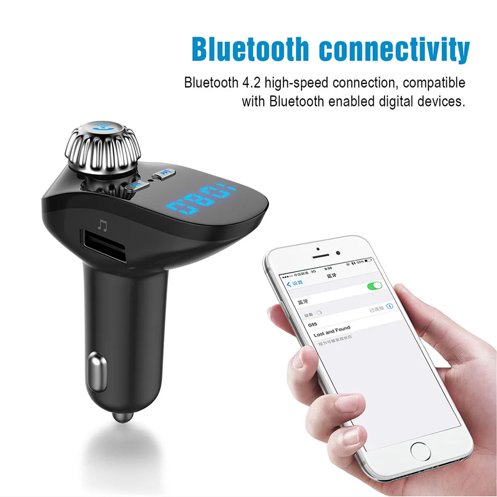 

Handsfree Многофункциональный fm-передатчик автомобильное зарядное устройство для телефона MP3 плеер Напряжение Ток частота дисплей bluetooth 4,2 3.1A + ...