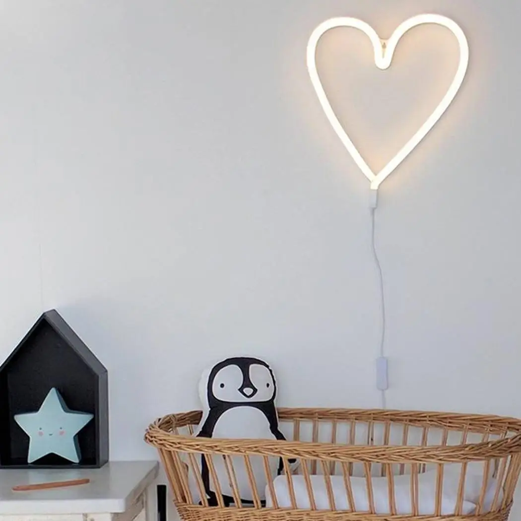 Мода сердце День рождения Свадебные украшения неоновый набор ДА свет дом ночь