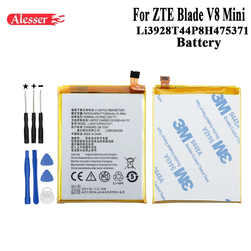 Аккумулятор Alesser для ZTE Blade V8 Mini Li3928T44P8H475371 2800 мАч 100%|Аккумуляторы мобильных