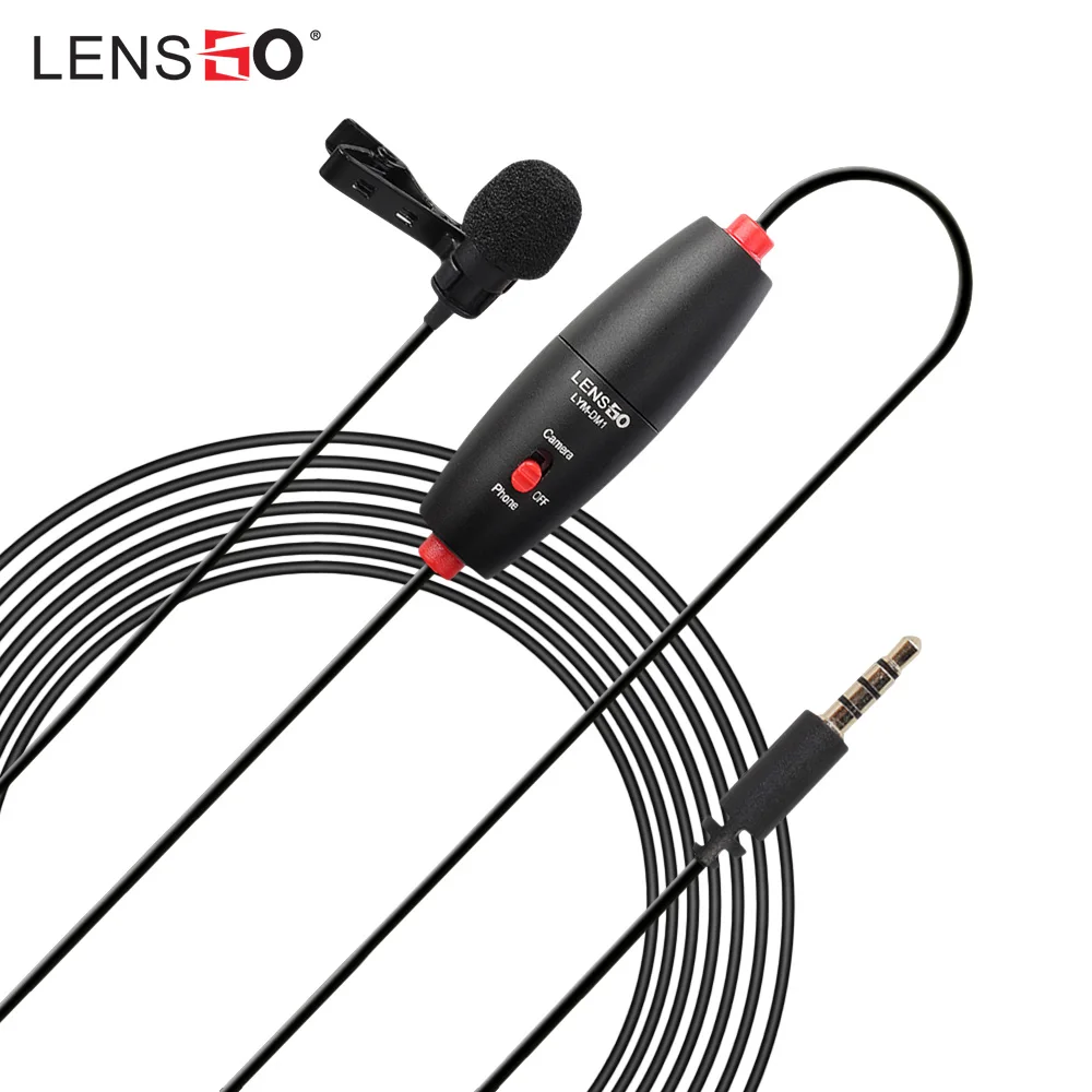 LENSGO LYM DM1 мини всенаправленный Lavalier видео конденсаторный микрофон с кабелем 6 м