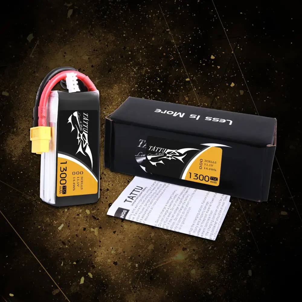 Литий полимерный аккумулятор Tattu 3S 1300mAh Lipo батарея 11 1 V FPV Дрон 75C XT60 разъем ZMR250 Qav 250