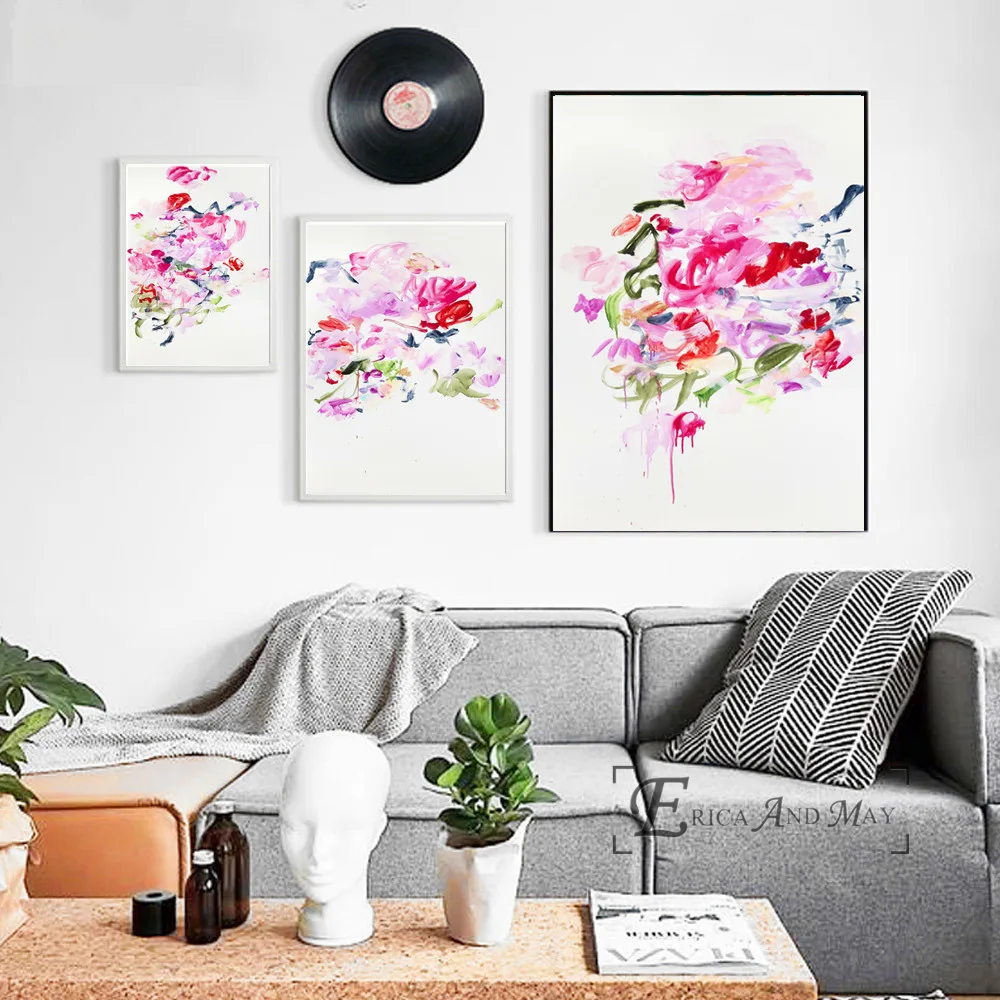 

Цветные абстрактные цветы ручная роспись на холсте постеры и принты для гостиной без рамки Настенная картина домашний декор