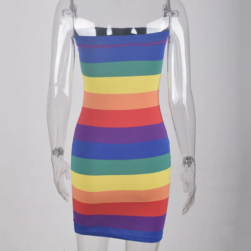 Женское модное сексуальное платье без бретелек с принтом в полоску вязаное