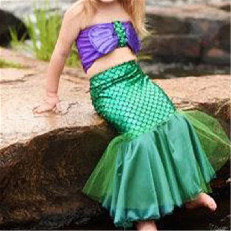 Купальный костюм для маленьких девочек фиолетово-зеленый комплект бикини с