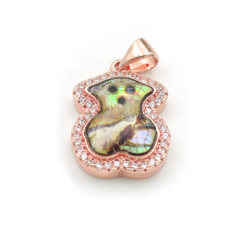 18*13*3 мм Micro Pave Clear CZ Gridding Abalone Shell Bear Charms подходит для изготовления ожерелья