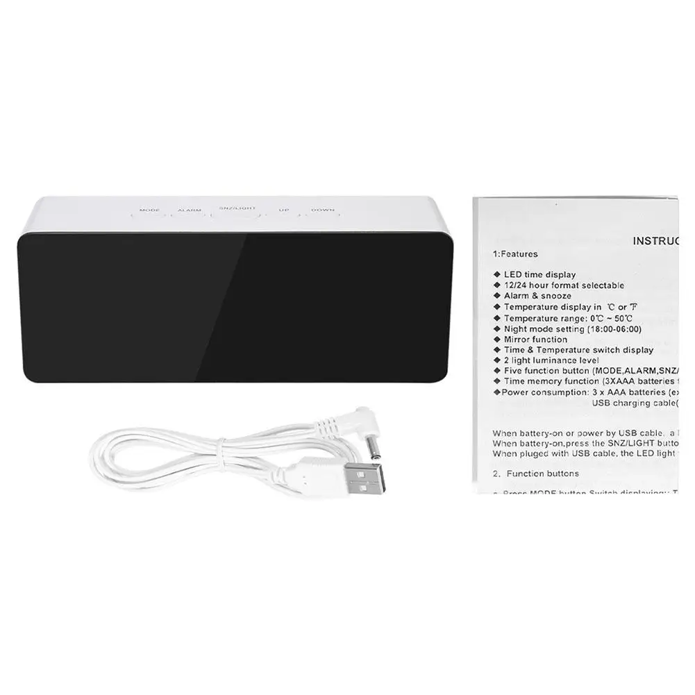 LumiParty LED Будильник модные простые домашние многофункциональные HD зеркальные