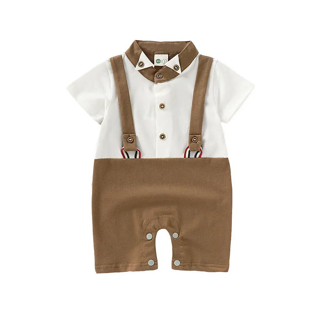 Little Gentleman Infant Newborn Baby Boy Clothes Short Sleeve Kids Boys Romper Jumpsuit One Pieces Summer |