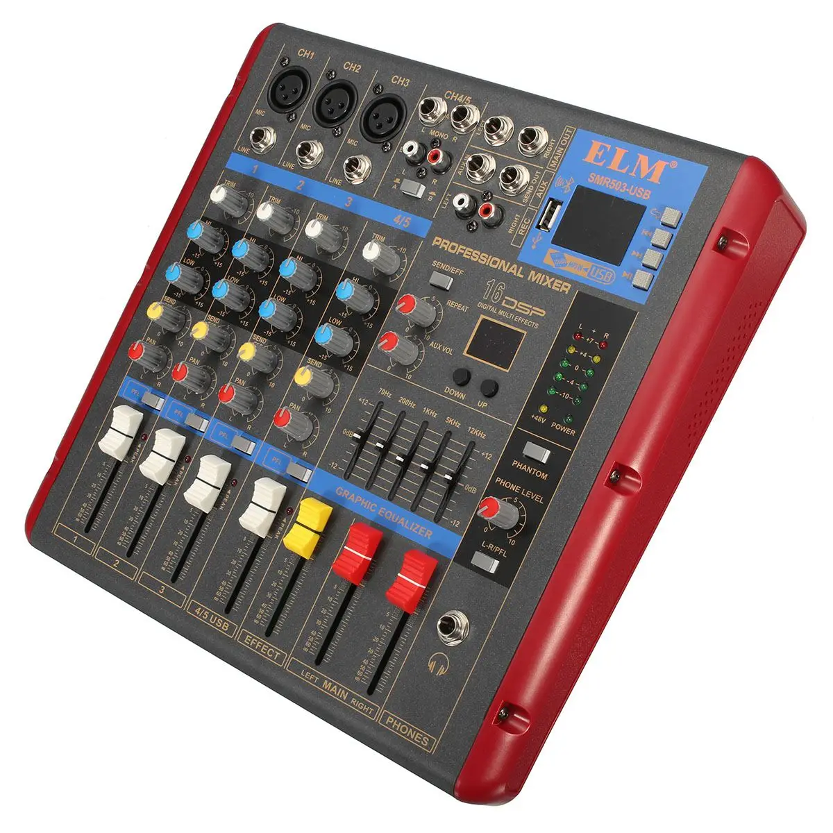 4 канальный Bluetooth dj микшер монофонический микрофон USB ЖК дисплей Дисплей цифровые