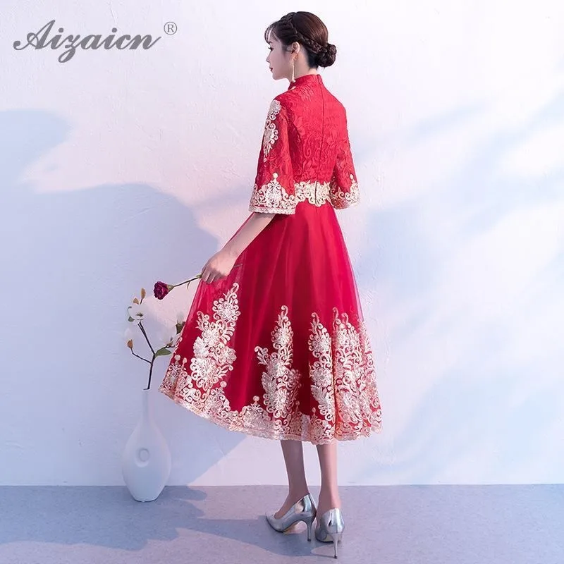 Китайское платье для беременных Cheongsam китайское традиционное длинное с вышитыми