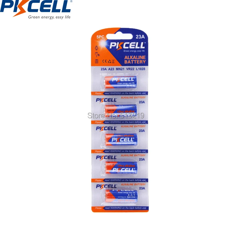PKCELL-pilas alcalinas, 5 unidades/tarjeta, 23a, 12v, 8F10R, 8LR23, 8LR932, CA20, K23A, L1028, 23A, 21/23, A23