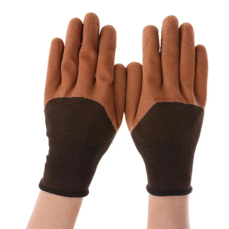 1 пара тепловых зимних рабочих перчаток резиновые рабочие защитные