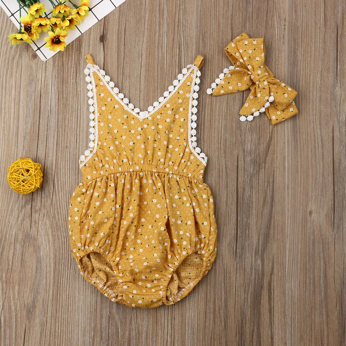 Женский комбинезон без рукавов Pudcoco Летний с цветочным принтом для новорожденных