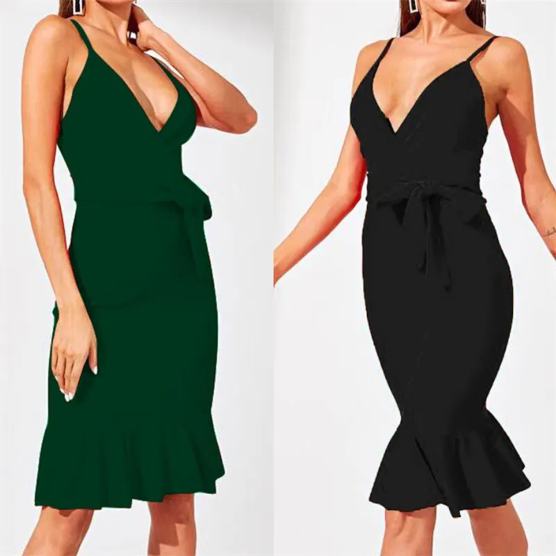 Женское сексуальное платье с глубоким v образным вырезом вечернее на бретельках