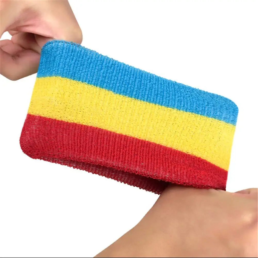 Радужный Браслет для поддержки запястья Хлопковое полотенце Полоска пряжа пот