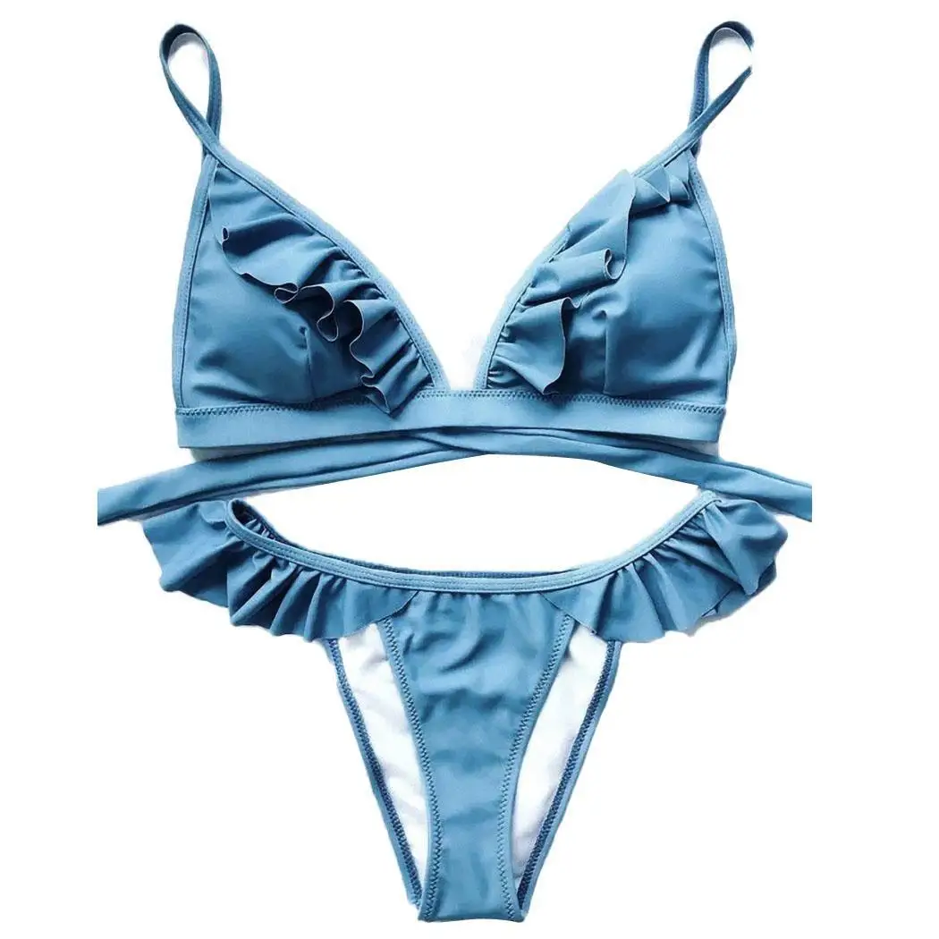 2 шт Для женщин Мода оборками с v образным вырезом топ Бюстгальтер пикантные