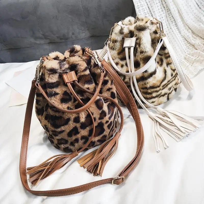 Леопардовый Drawstring Bucket Bag For Для женщин моды Малый Посланник Crossbody сумки известный