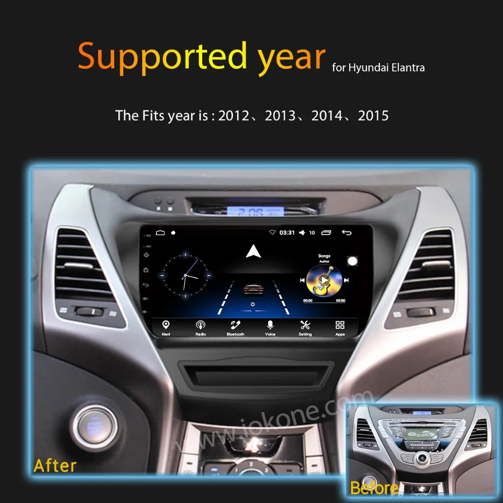 IOKONE Car Android 7.1/8.0 8 Core Multimedia GPS Player IPS 2.5D Screen 9 Inch Navigator Stereo DVD Radio For Hyundai Elantra | Автомобили