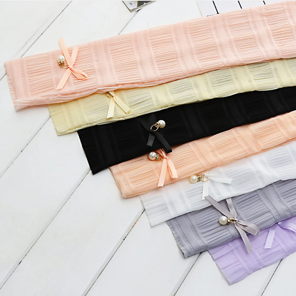 

Women's Summer Lace Bow Pearl Long Arm Sleeve Warmers 2019 Causal Breathable Sunscreen UV Protection Cuffs Driving Sleeve Holder
