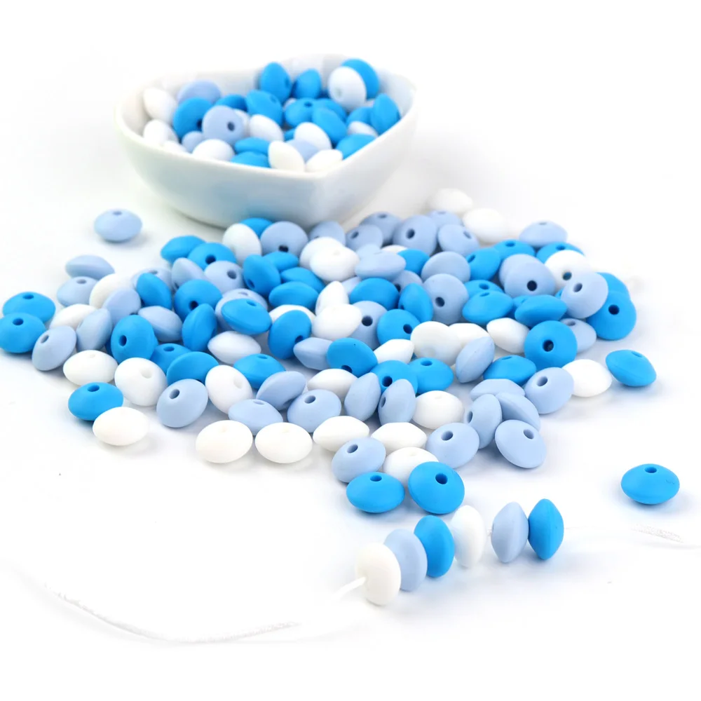 

TYRY.HU 100pcs Silicone Teething Beads Lentil 12mm Food Grade Eco-friendly Sensory Silicone Beads BPA FREE Pacifier Clip Teether