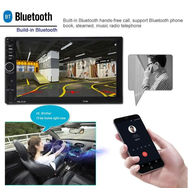 7 дюймов 1080 P плеер MP5 цифровой Дисплей Bluetooth 2din автомобильный резервный монитор|MP4