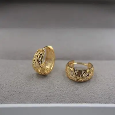 Pure Au750 18K желтое золото женские полые серьги кольца 1 5 2g 13x6mm|Серьги-кольца| |