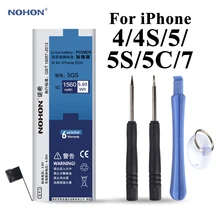 NOHON встроенный Батарея для Apple iPhone 5S 5C 5GS 4 4S 5 7 1420mAh~ 1960mAh Аккумуляторы мобильных телефонов+ инструменты для iPhone 4 4S 5S 5c 7 Батарея