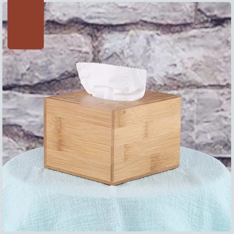 1pc Tissue Box Desktop Bamboo Square Paper Case Napkin Holder Container for Hotel Shop Car Office | Дом и сад