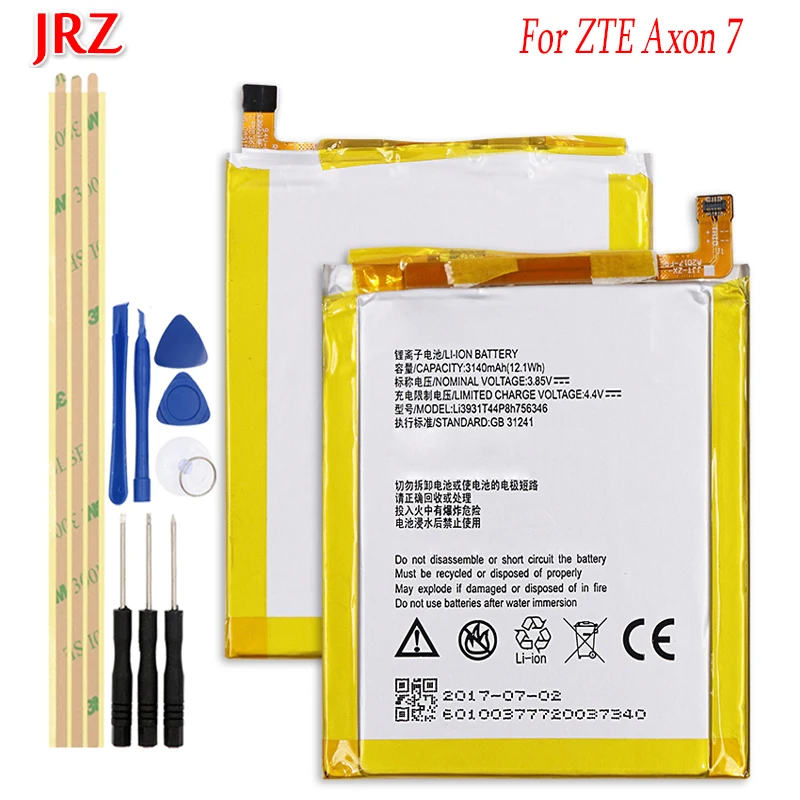 JRZ 3140mAh аккумулятор высокого качества для ZTE Axon 7 Li3931T44P8h756346 сменные батареи
