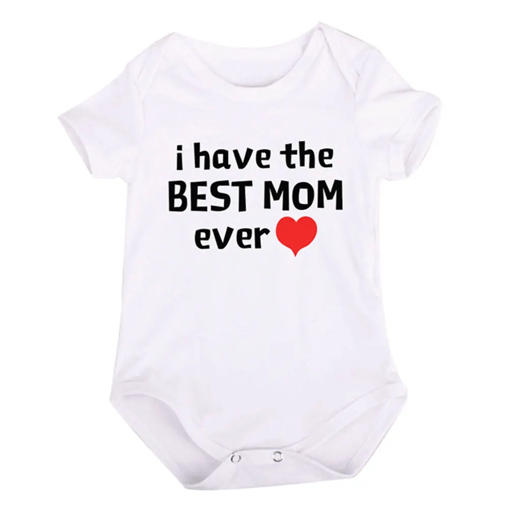 Детские хлопковые боди с короткими рукавами и надписью I Have The Best Mom Ever для