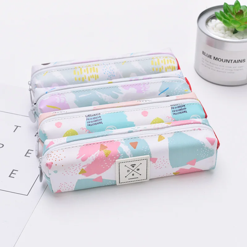 Акварельный карандаш случае кавайный конфетный цвет угол Pencilcase Милый Холст