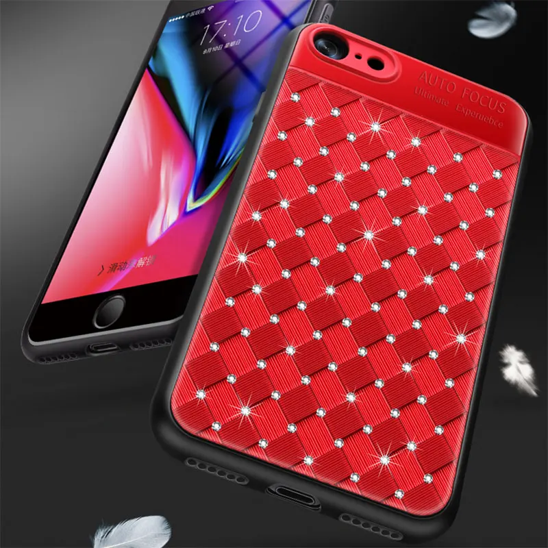 Чехол KKREFF для iPhone 7 Plus TPU + PC бриллиантовая оплетка чехол телефона X XR XS Max 5 5SE 6 8