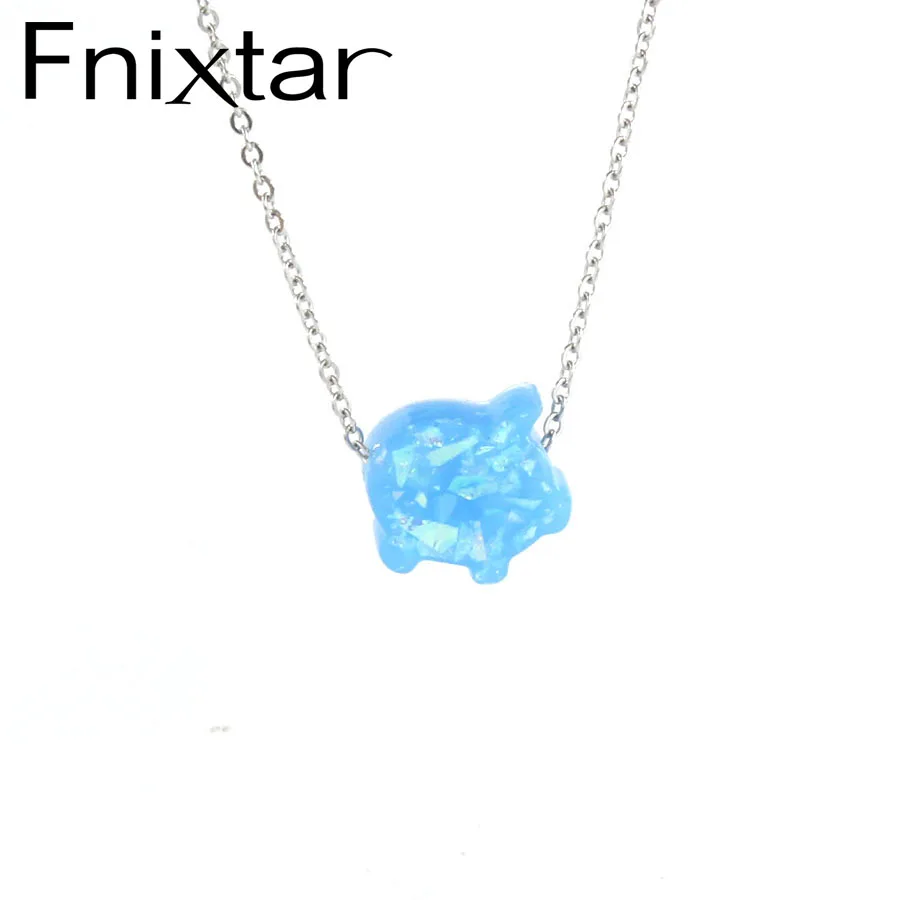 Fnixtar 1 мм из нержавеющей стали синтетический опал Милая цепочка со Свинкой