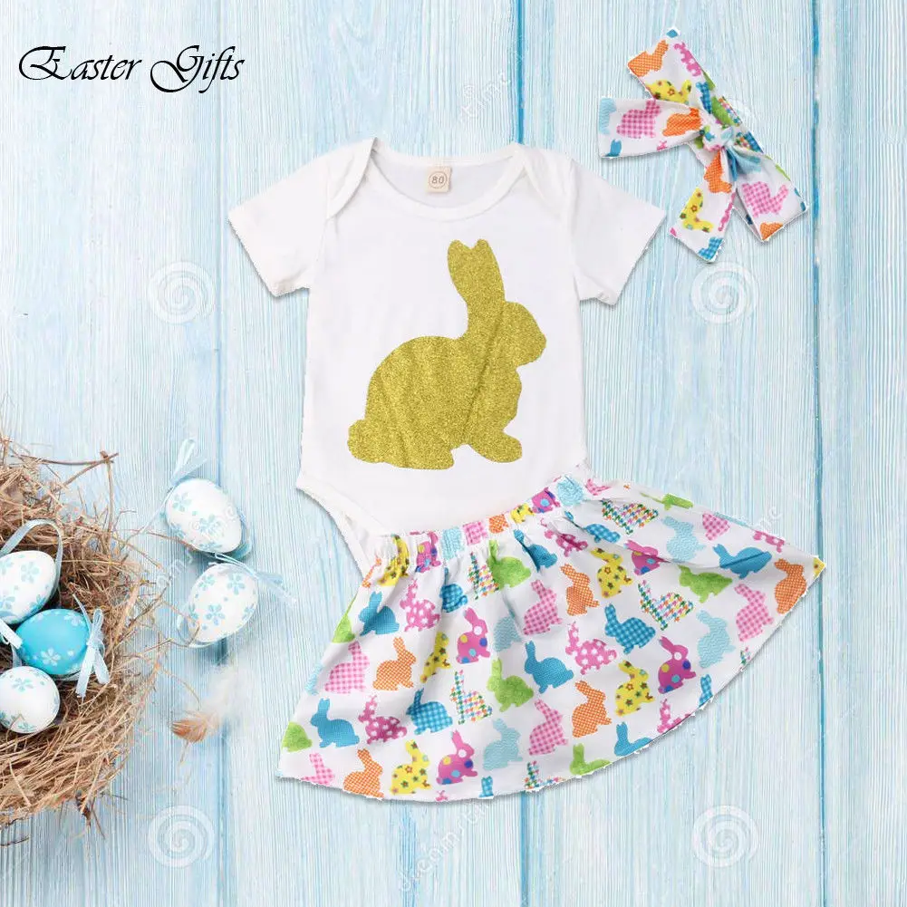 

Pudcoco Girl Set 0-24M My 1st Easter Newborn Baby Girl Romper Tutu Skirts Outfit Clothes