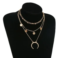 bohemian crescent half moon charm choker cord necklace hippie boho women jewelry women charm chains necklace jewelry wholesale