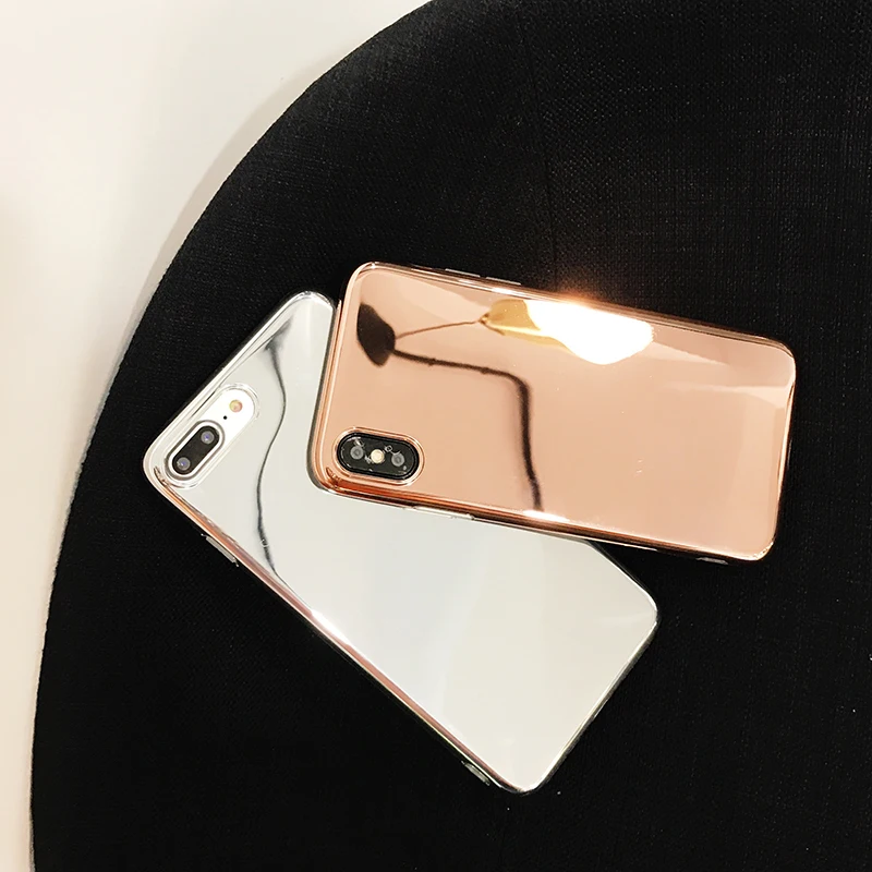 Plating Mirror Phone Cases For iphone 7 plus Case X Xs Max XR Soft TPU Silicone XS 6 8 Back Glossy Cover |