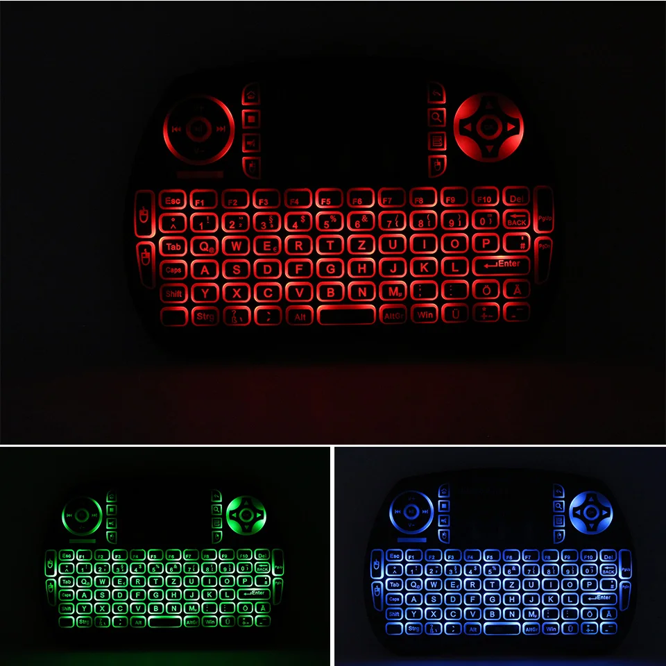 IPazzPort RGB с подсветкой немецкий Deutsch 2 4 ГГц Мини Беспроводная клавиатура Air Mouse