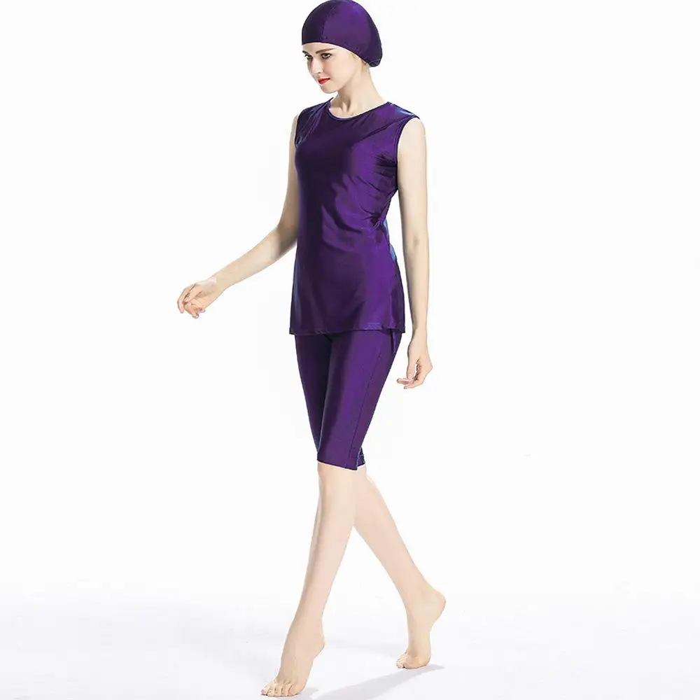 Скромный купальник Burkini для мусульманских женщин 3 шт. купальный костюм