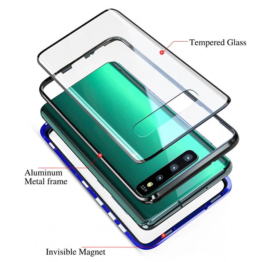 S 10 Cases 360 Full Body Curved Glass Magnetic Adsorption Metal Case For Samsung Galaxy S10 S9 S8 Plus Note 9 8 Luxury Cover |