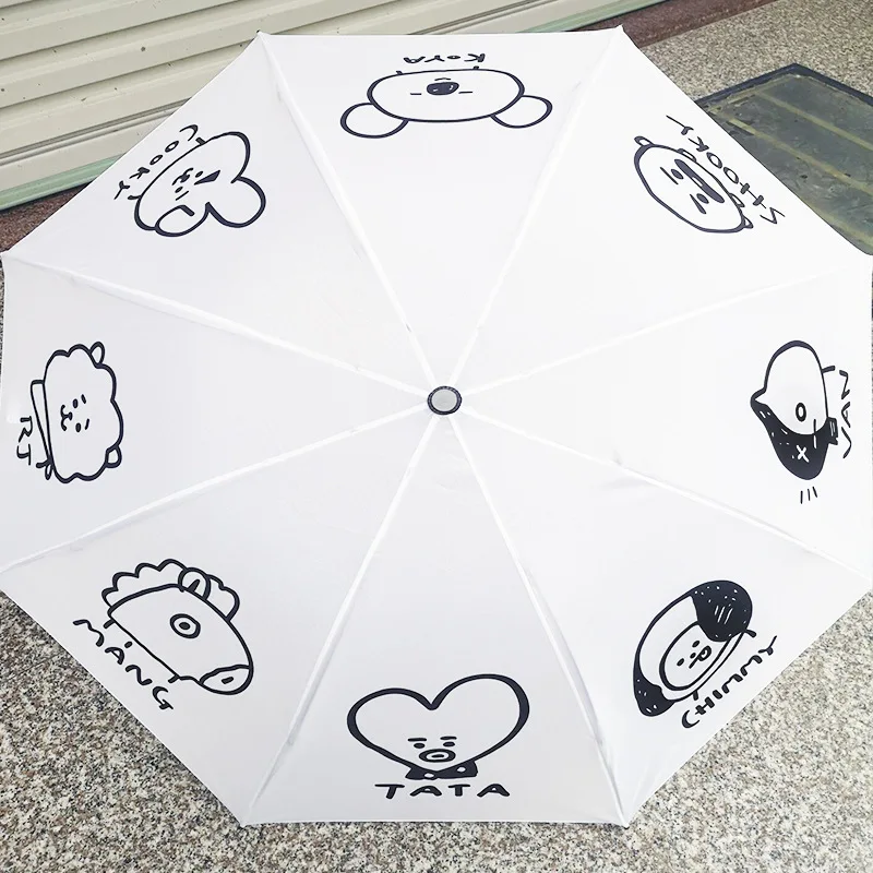 BT21 Hot Sale Kpop Fashion BTS Bangtan Boys Jimin Suga Jungkook V RM JIN Umbrella Rain Women parasol | Дом и сад