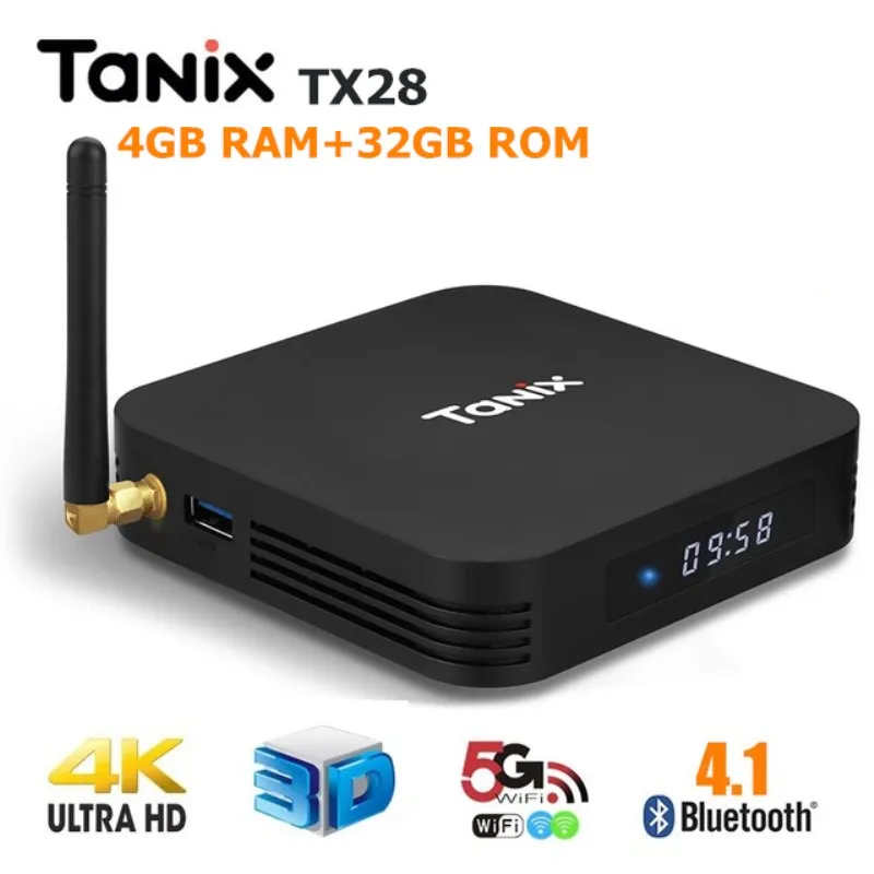 Tanix TX28 Смарт ТВ Box Andriod 7 1 RK3328 4 Гб Оперативная память 32 GB Встроенная 2 4G/5G Wi Fi Bluetooth 100